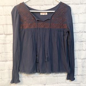 CAPE JUBY Navy Blue blouse Front Ties